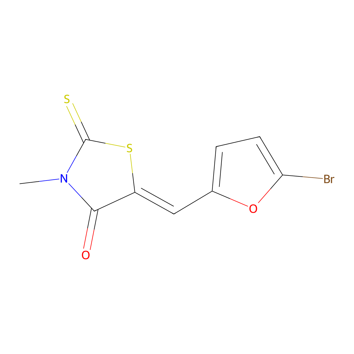 (Z)-5-((5-Bromofuran-2-yl)methylene)-3-methyl-2-thioxothiazolidin-4-one molecular structure, CAS 292024-92-1