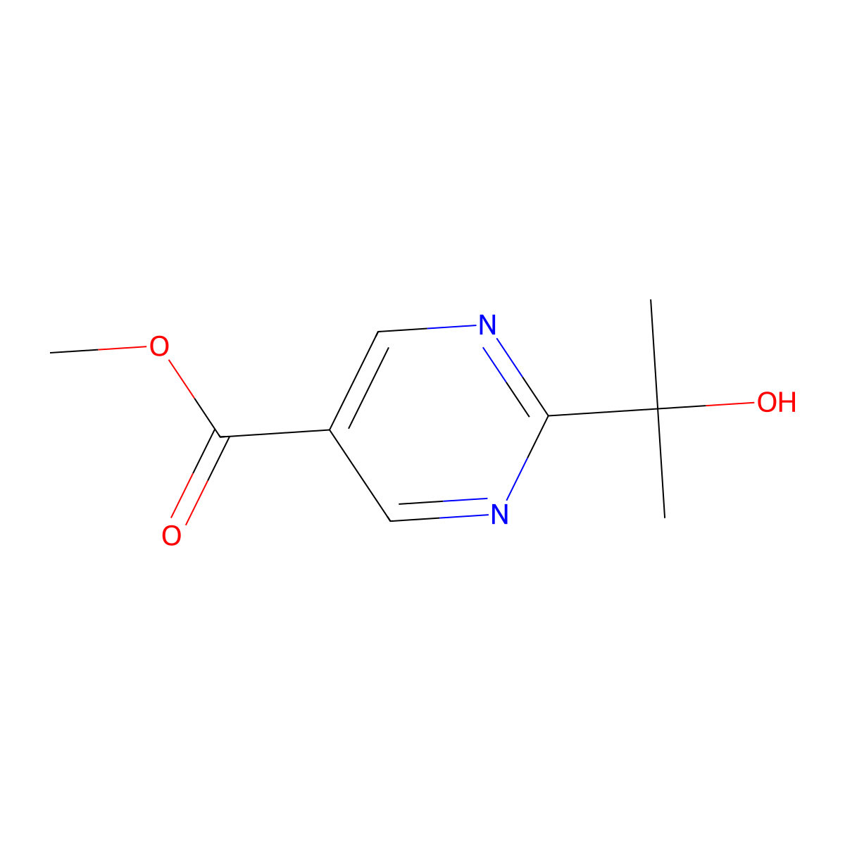 Methyl 2-(2-hydroxypropan-2-yl)pyrimidine-5-carboxylate molecular structure, CAS 2920313-41-1