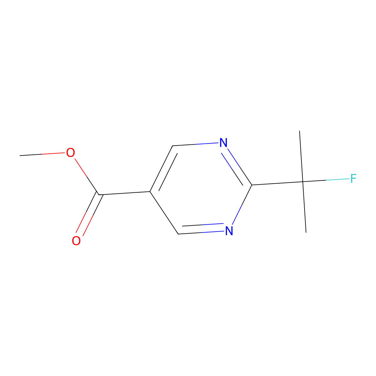 Methyl 2-(2-fluoropropan-2-yl)pyrimidine-5-carboxylate molecular structure, CAS 2920313-43-3