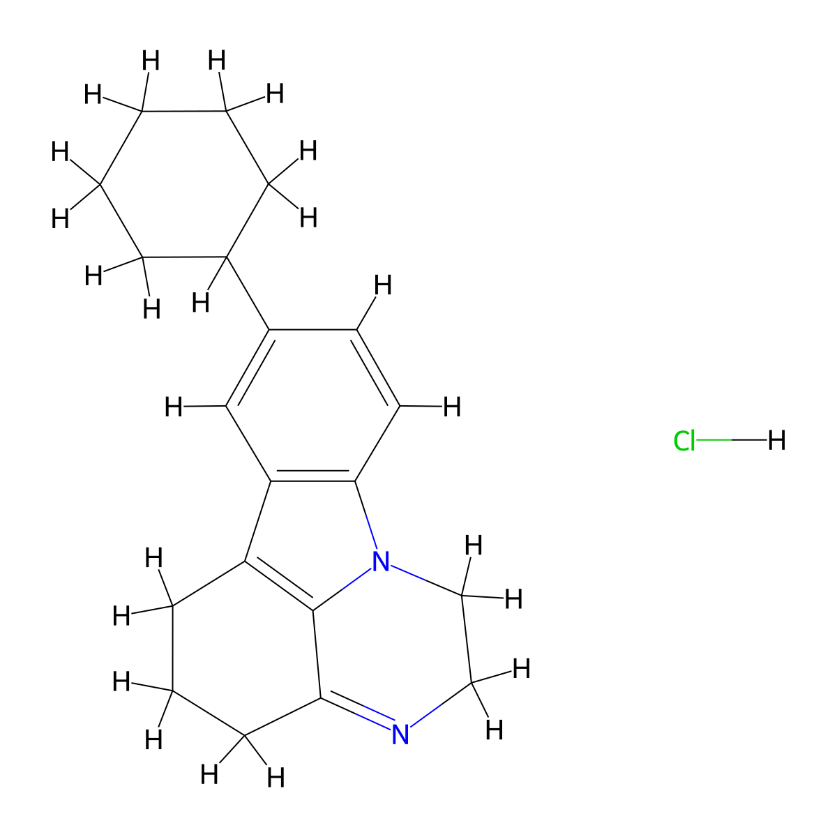 8-Cyclohexyl-2,4,5,6-tetrahydro-1H-pyrazino[3,2,1-jk]carbazole hcl molecular structure, CAS 292039-19-1