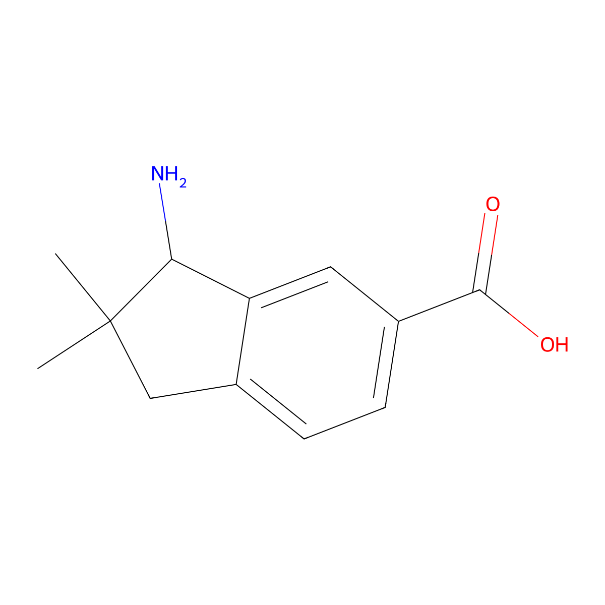 3-Amino-2,2-dimethyl-indane-5-carboxylic acid molecular structure, CAS 2920390-34-5