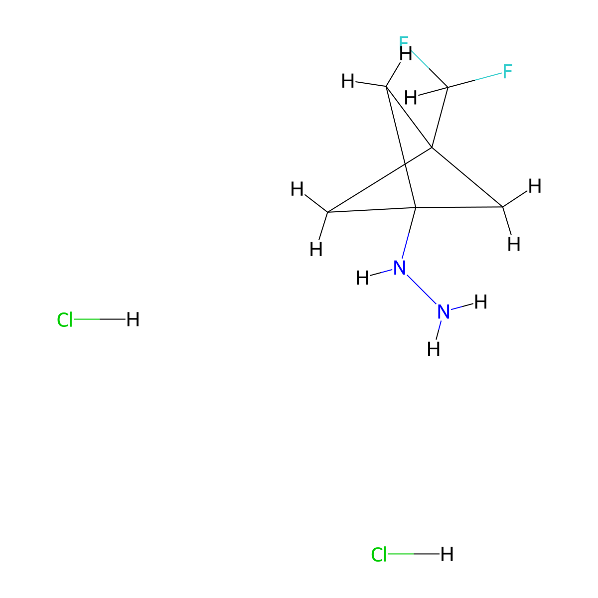[3-(Difluoromethyl)-1-bicyclo[1.1.1]pentanyl]hydrazine dihydrochloride molecular structure, CAS 2920390-60-7