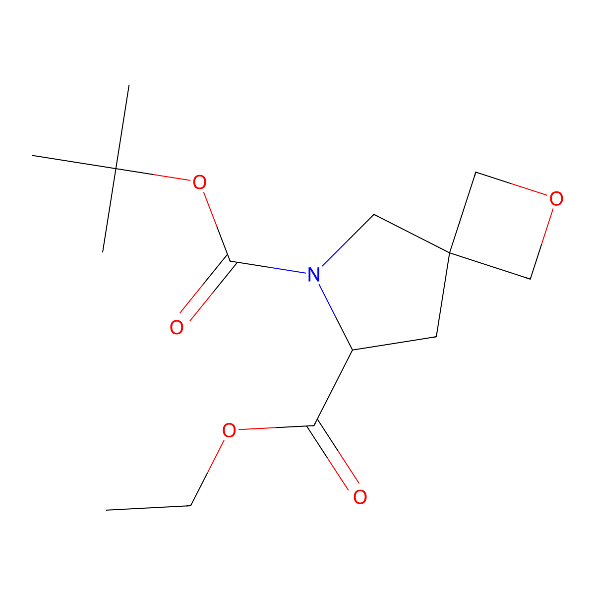 O7-Tert-butyl O6-ethyl 2-oxa-7-azaspiro[3.4]octane-6,7-dicarboxylate molecular structure, CAS 2920391-80-4