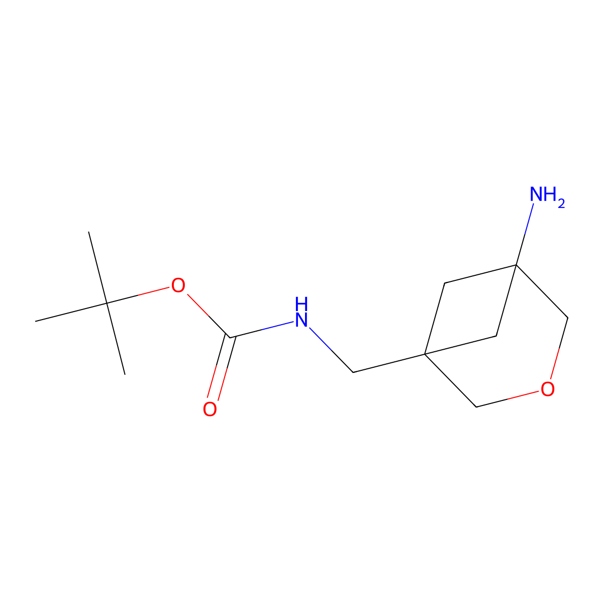 tert-butyl N-({5-amino-3-oxabicyclo[3.1.1]heptan-1-yl}methyl)carbamate molecular structure, CAS 2920395-50-0