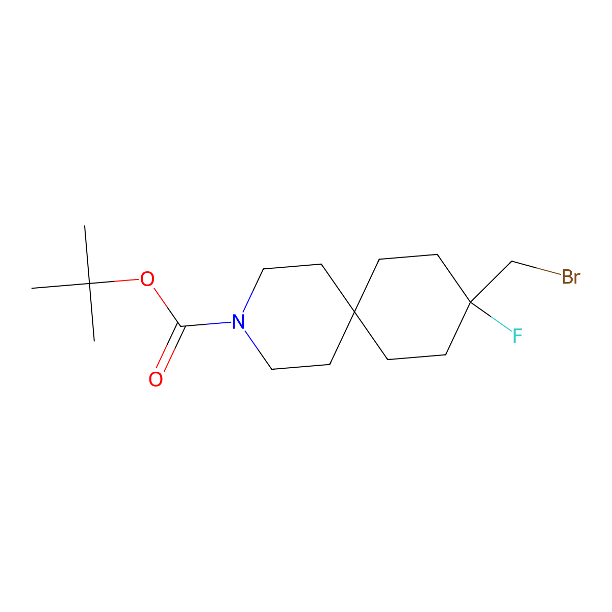 tert-Butyl 9-(bromomethyl)-9-fluoro-3-azaspiro[5.5]undecane-3-carboxylate molecular structure, CAS 2920396-09-2