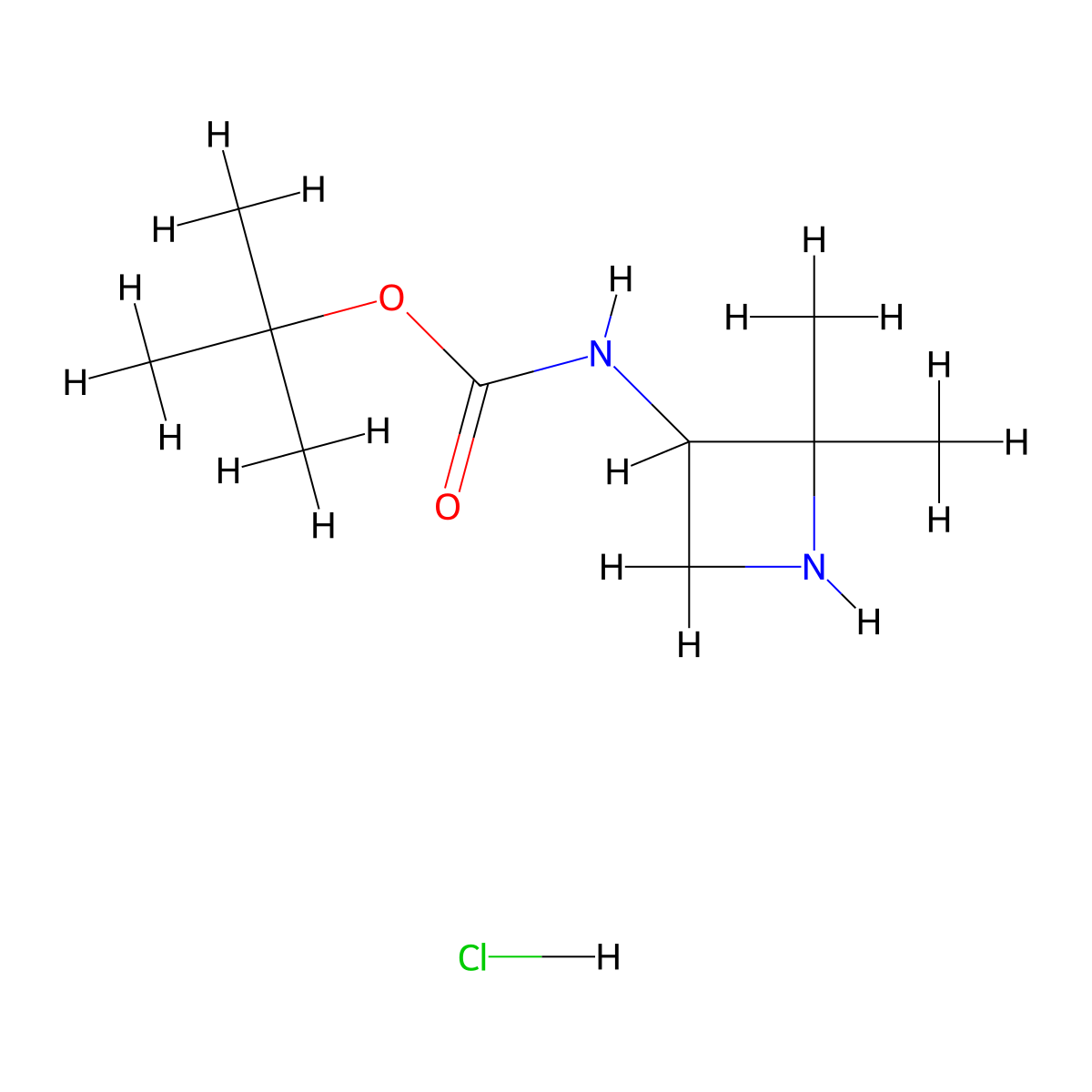 tert-butyl N-(2,2-dimethylazetidin-3-yl)carbamate;hydrochloride molecular structure, CAS 2920399-57-9