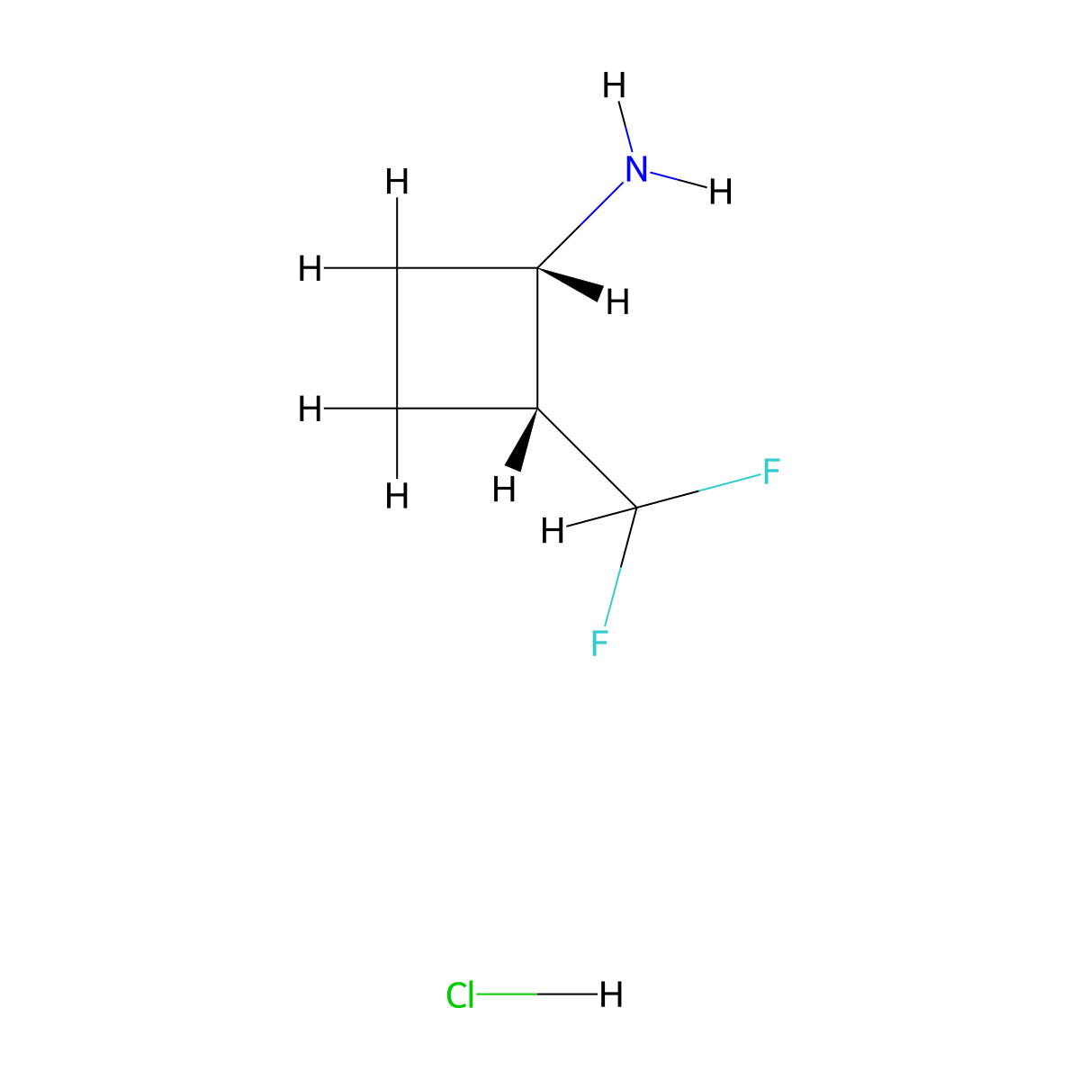 (1S,2R)-2-(difluoromethyl)cyclobutanamine hydrochloride molecular structure, CAS 2920400-97-9