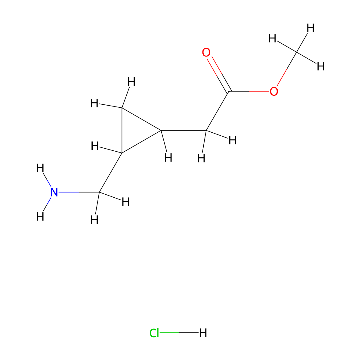 Methyl 2-[2-(aminomethyl)cyclopropyl]acetate;hydrochloride molecular structure, CAS 2920404-01-7