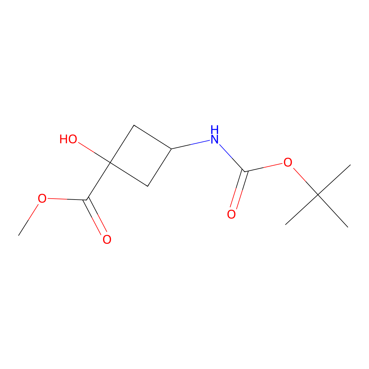 Methyl 1-hydroxy-3-[(2-methylpropan-2-yl)oxycarbonylamino]cyclobutane-1-carboxylate molecular structure, CAS 2920404-70-0