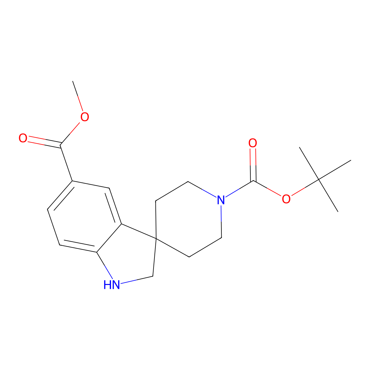 1'-Tert-butyl 5-methyl 1,2-dihydrospiro[indole-3,4'-piperidine]-1',5-dicarboxylate molecular structure, CAS 2920408-00-8