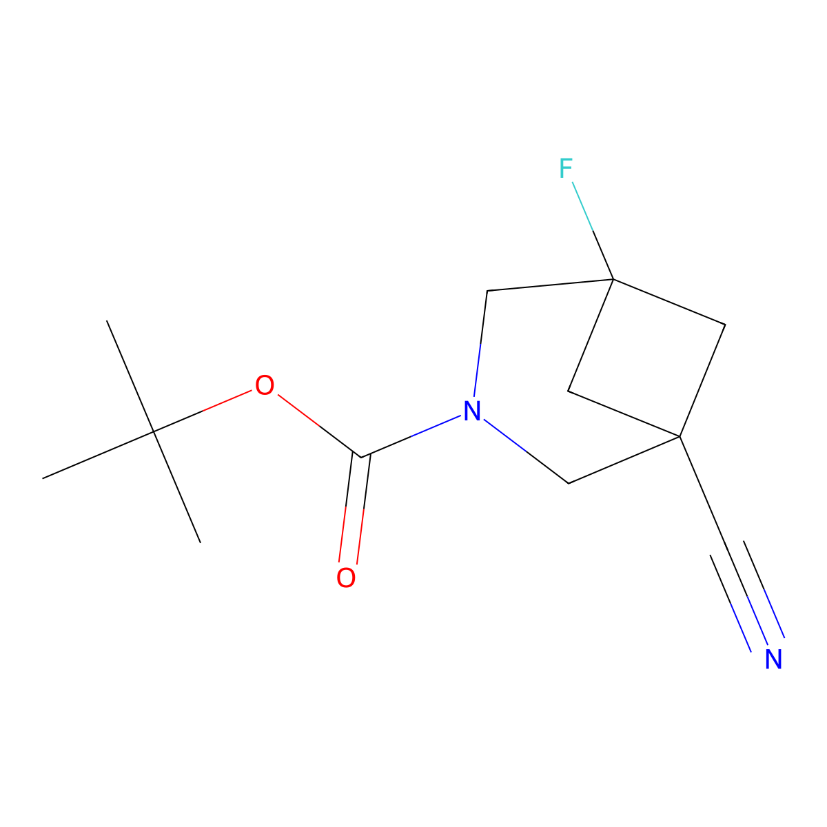 3-Boc-5-fluoro-3-azabicyclo[3.1.1]heptane-1-carbonitrile molecular structure, CAS 2920414-06-6