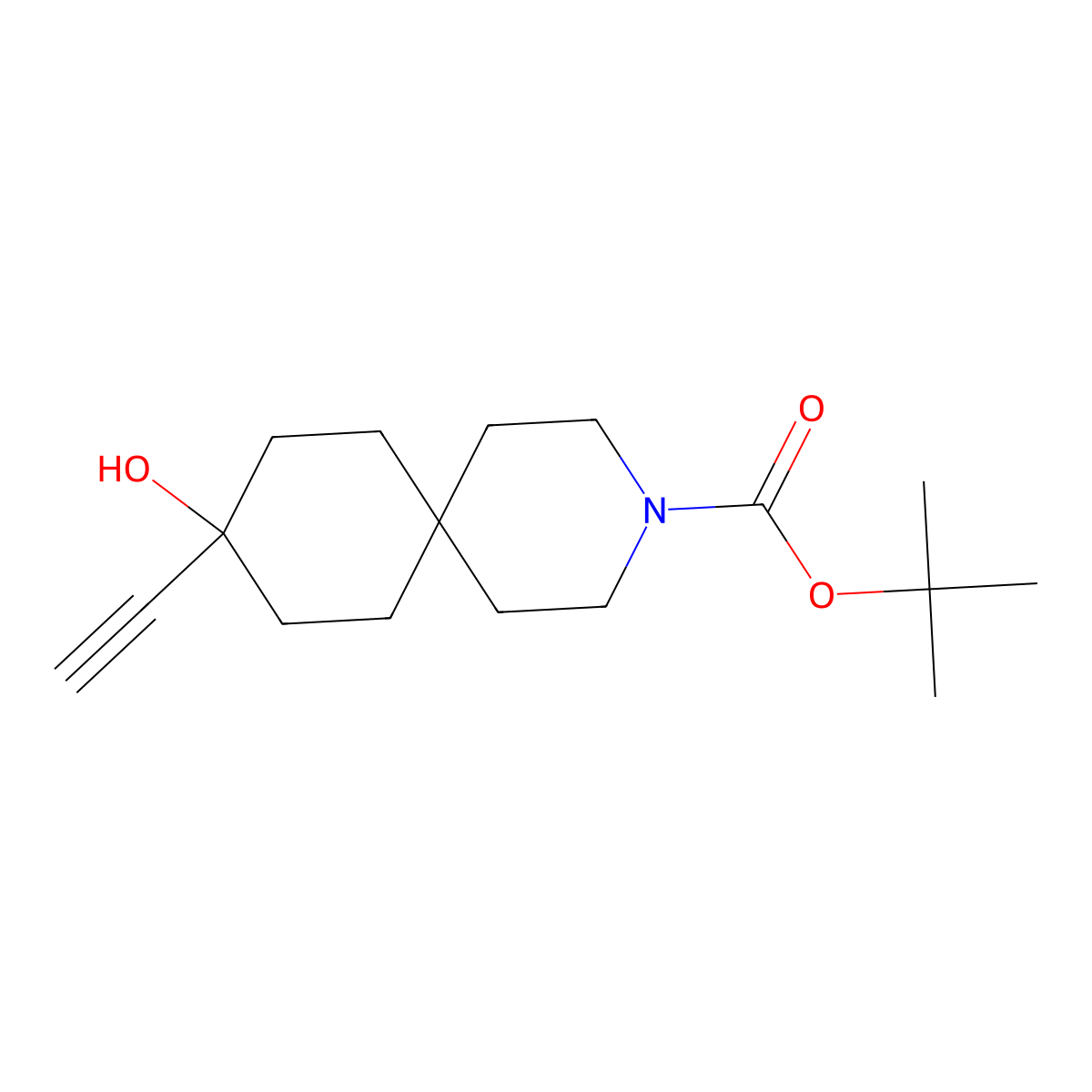 tert-Butyl 9-ethynyl-9-hydroxy-3-azaspiro[5.5]undecane-3-carboxylate molecular structure, CAS 2920414-42-0