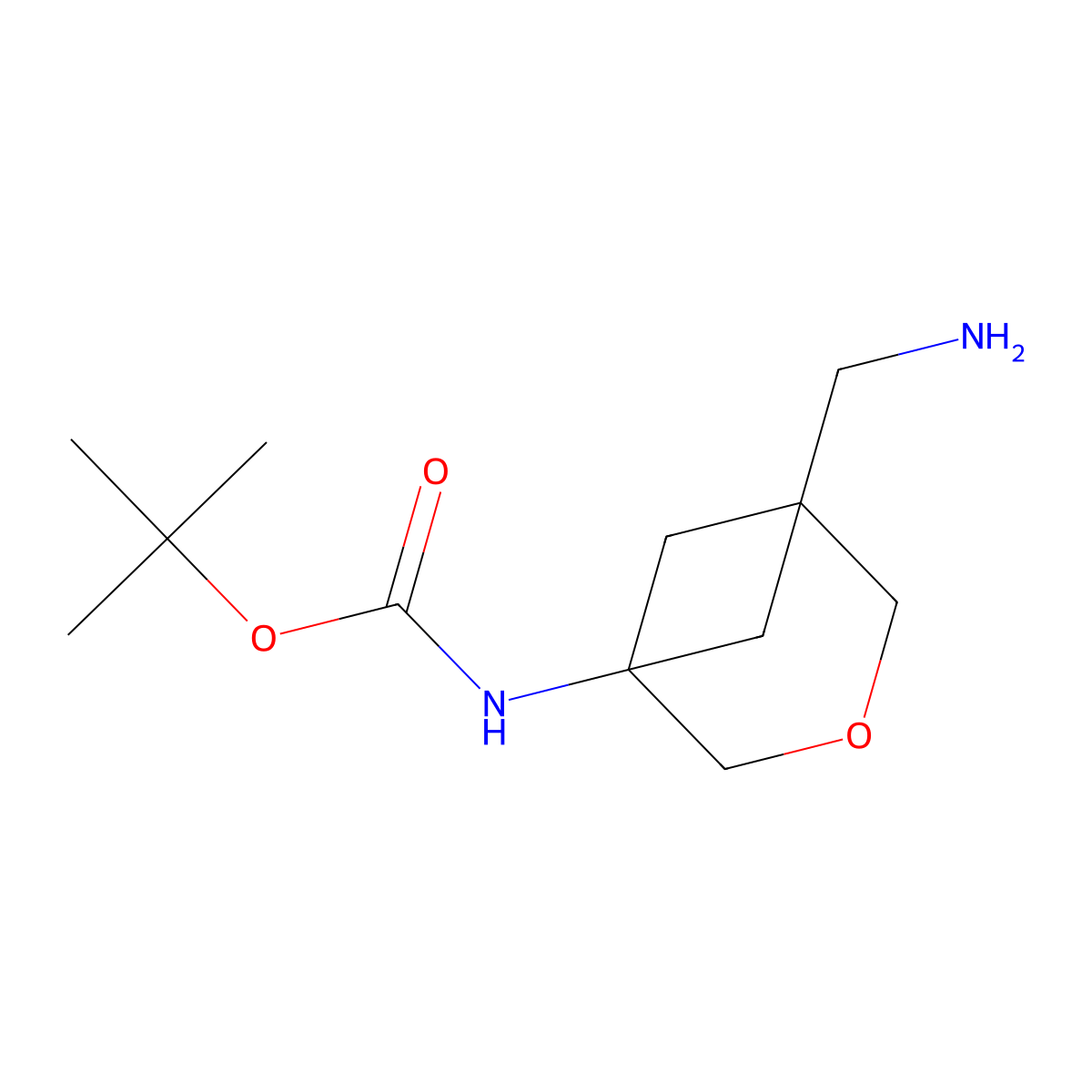 tert-butyl N-[5-(aminomethyl)-3-oxabicyclo[3.1.1]heptan-1-yl]carbamate molecular structure, CAS 2920424-71-9