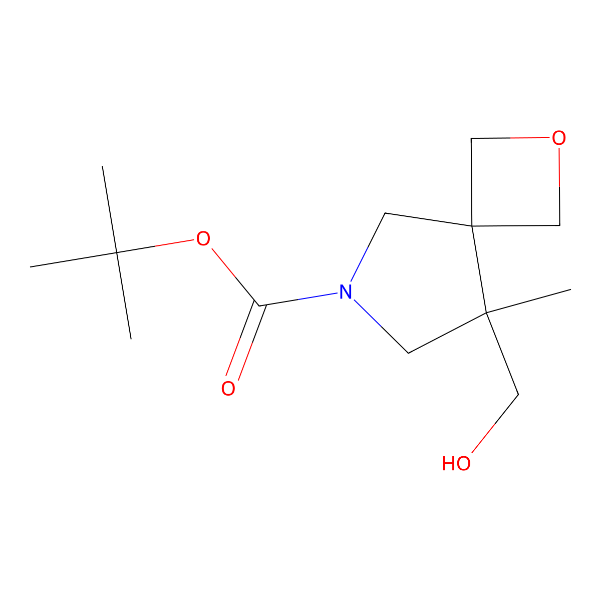 Tert-butyl 5-(hydroxymethyl)-5-methyl-2-oxa-7-azaspiro[3.4]octane-7-carboxylate molecular structure, CAS 2920426-94-2