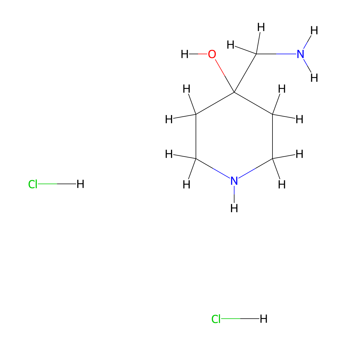 4-(Aminomethyl)piperidin-4-ol dihydrochloride molecular structure, CAS 2920427-05-8