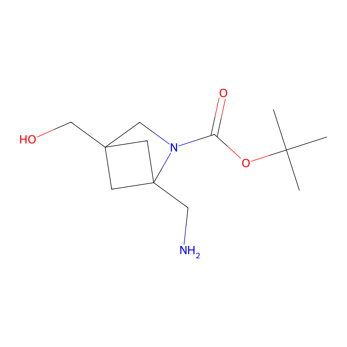 Tert-butyl 1-(aminomethyl)-4-(hydroxymethyl)-2-azabicyclo[2.1.1]hexane-2-carboxylate molecular structure, CAS 2920427-36-5