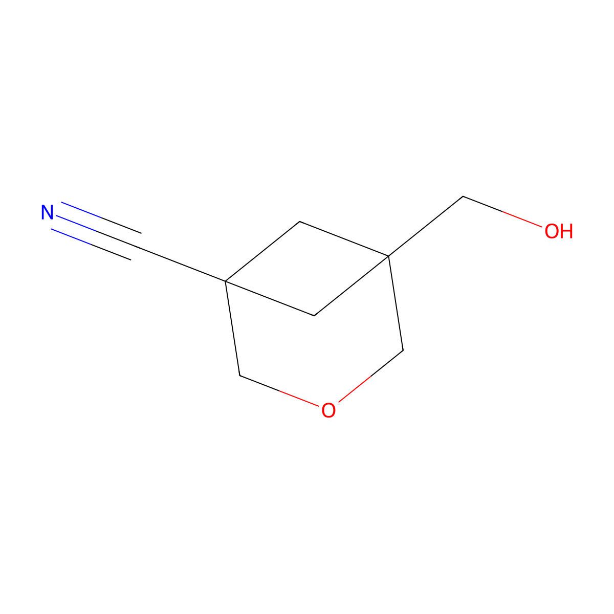 5-(Hydroxymethyl)-3-oxabicyclo[3.1.1]heptane-1-carbonitrile molecular structure, CAS 2920427-60-5