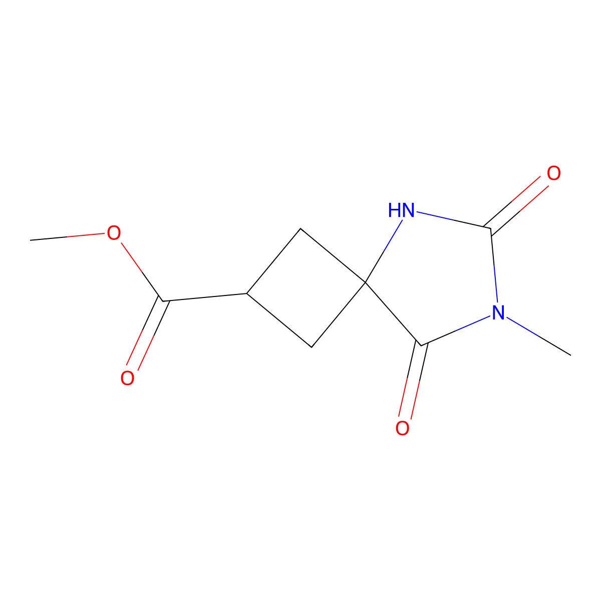 Methyl 7-methyl-6,8-dioxo-5,7-diazaspiro[3.4]octane-2-carboxylate molecular structure, CAS 2920436-42-4
