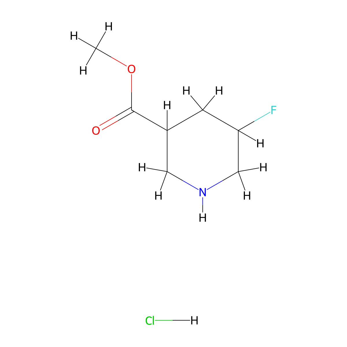 Methyl 5-fluoropiperidine-3-carboxylate hydrochloride molecular structure, CAS 2920436-44-6