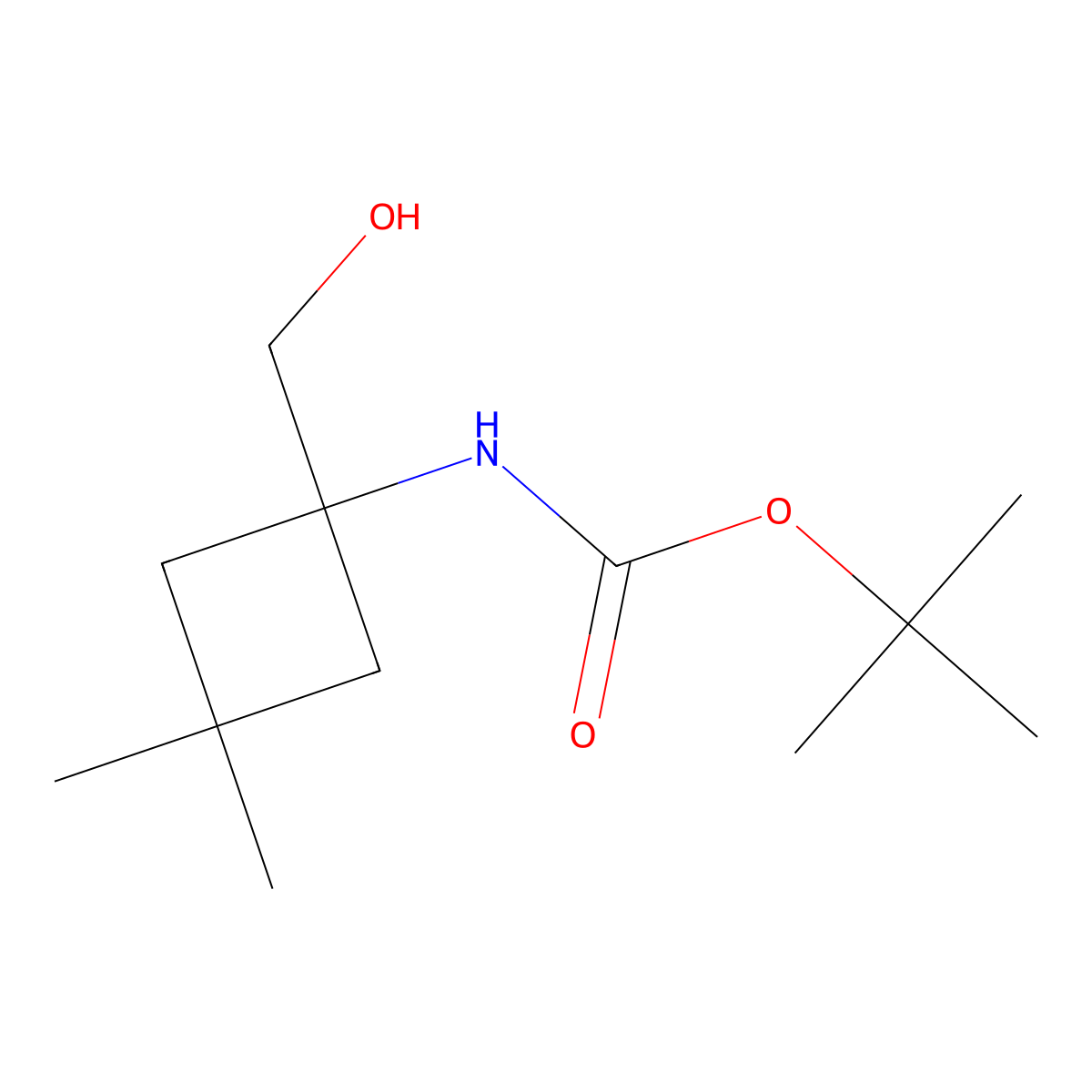 tert-butyl N-(1-(hydroxymethyl)-3,3-dimethylcyclobutyl)carbamate molecular structure, CAS 2920436-89-9