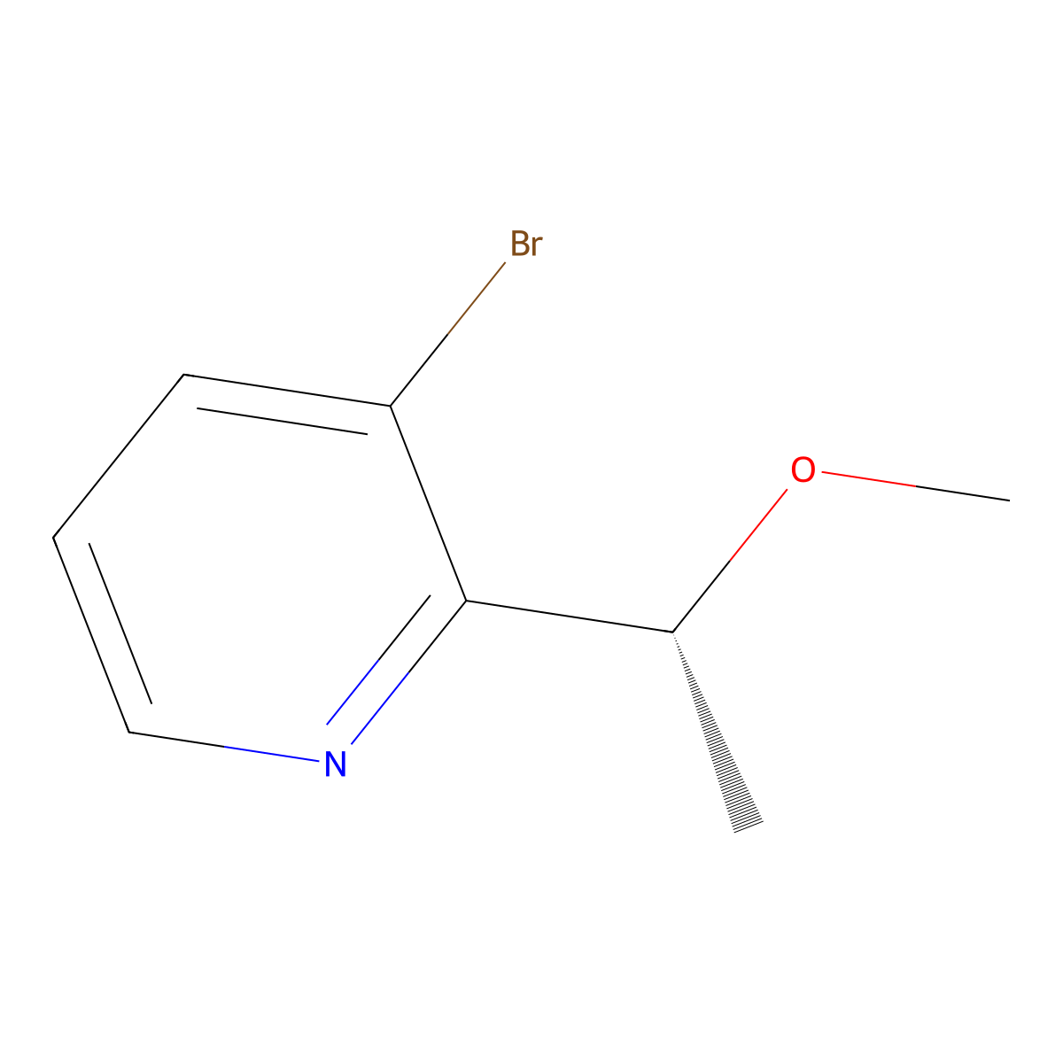 (R)-3-Bromo-2-(1-methoxyethyl)pyridine molecular structure, CAS 2920443-23-6