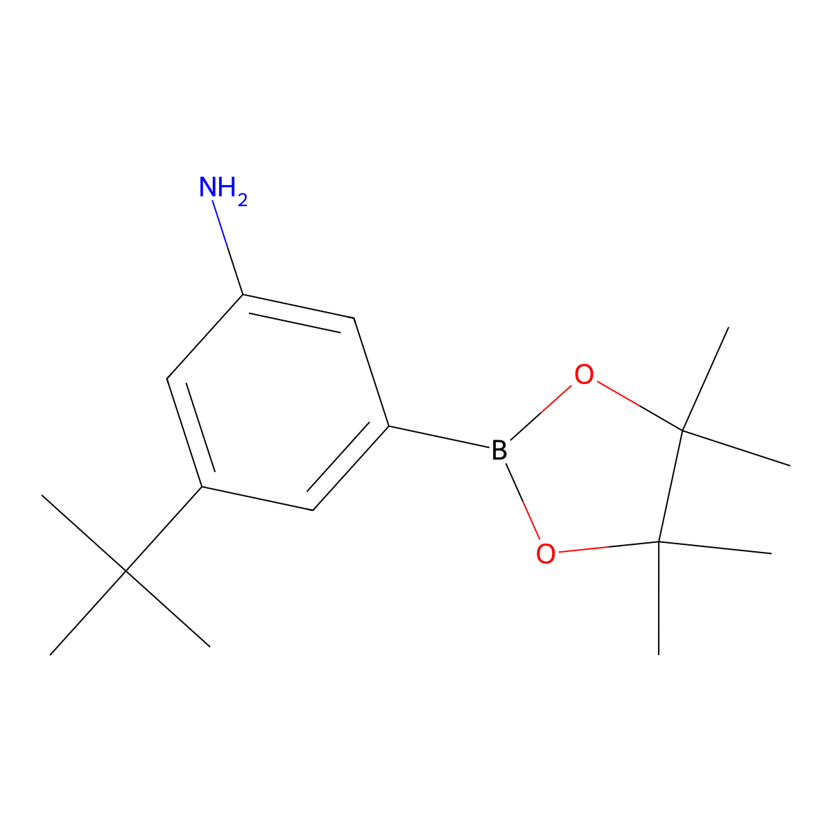 3-(tert-Butyl)-5-(4,4,5,5-tetramethyl-1,3,2-dioxaborolan-2-yl)aniline molecular structure, CAS 2920483-35-6