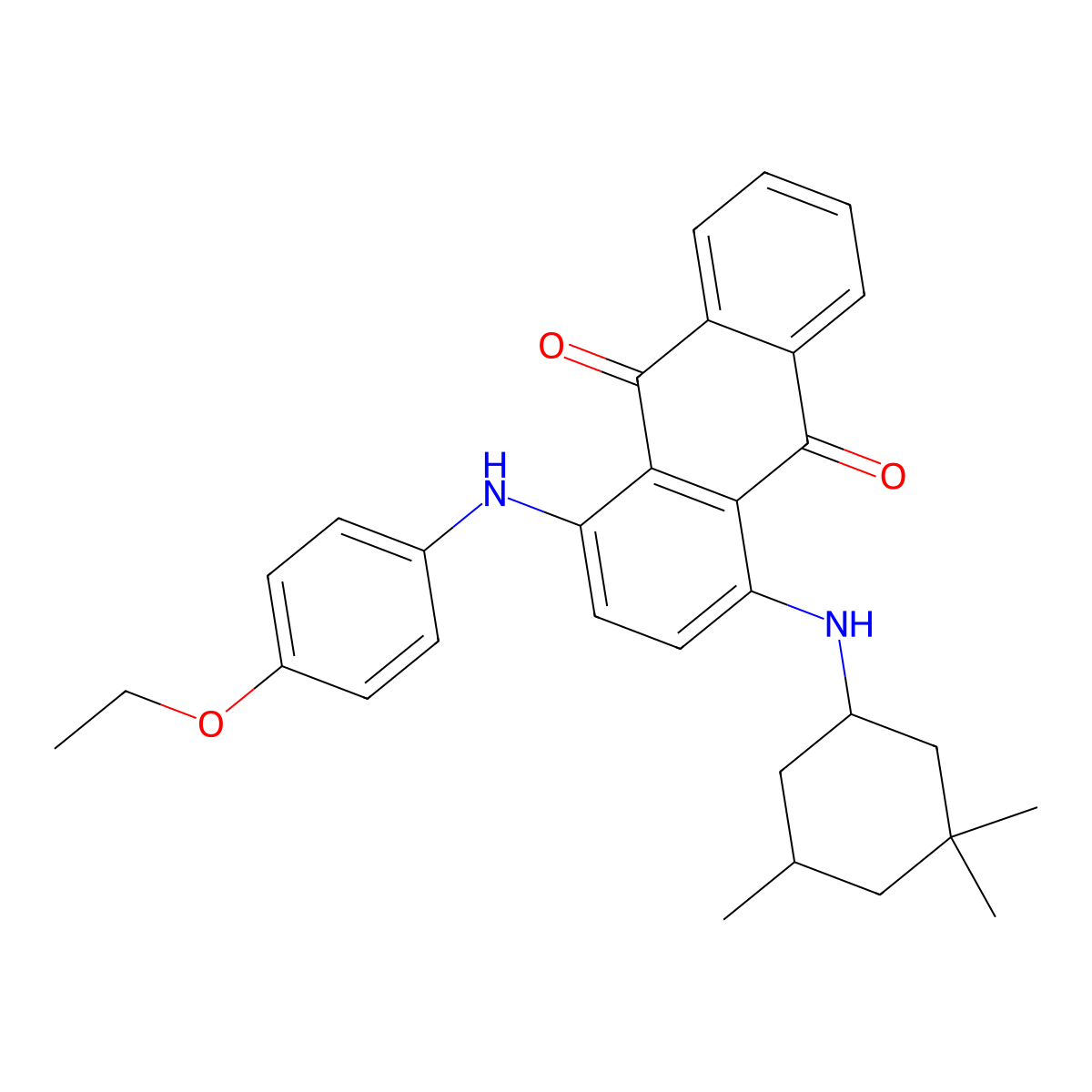 1-((4-Ethoxyphenyl)amino)-4-((3,3,5-trimethylcyclohexyl)amino)anthraquinone molecular structure, CAS 29205-96-7