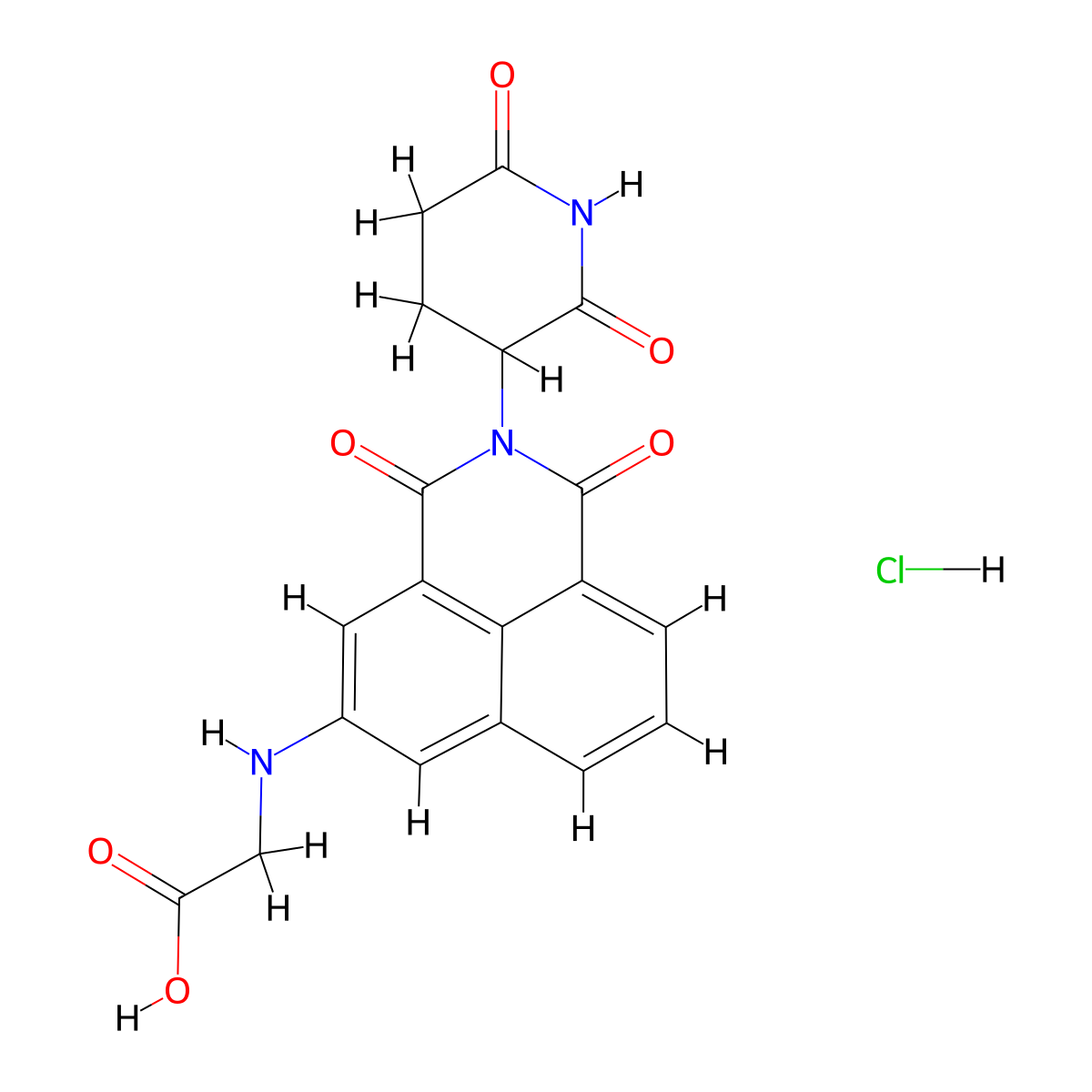 2-{[3-(2,6-Dioxopiperidin-3-yl)-2,4-dioxo-3-azatricyclo[7.3.1.0,5,13]trideca-1(13),5,7,9,11-pentaen-7-yl]amino}acetic acid hydrochloride molecular structure, CAS 2920508-18-3