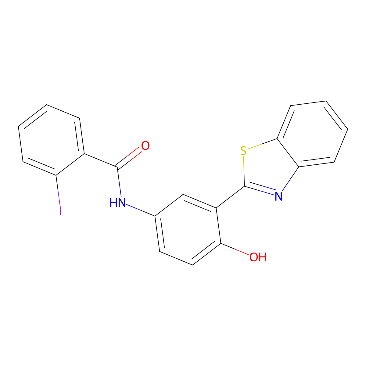 N-[3-(1,3-benzothiazol-2-yl)-4-hydroxyphenyl]-2-iodobenzamide molecular structure, CAS 292051-19-5