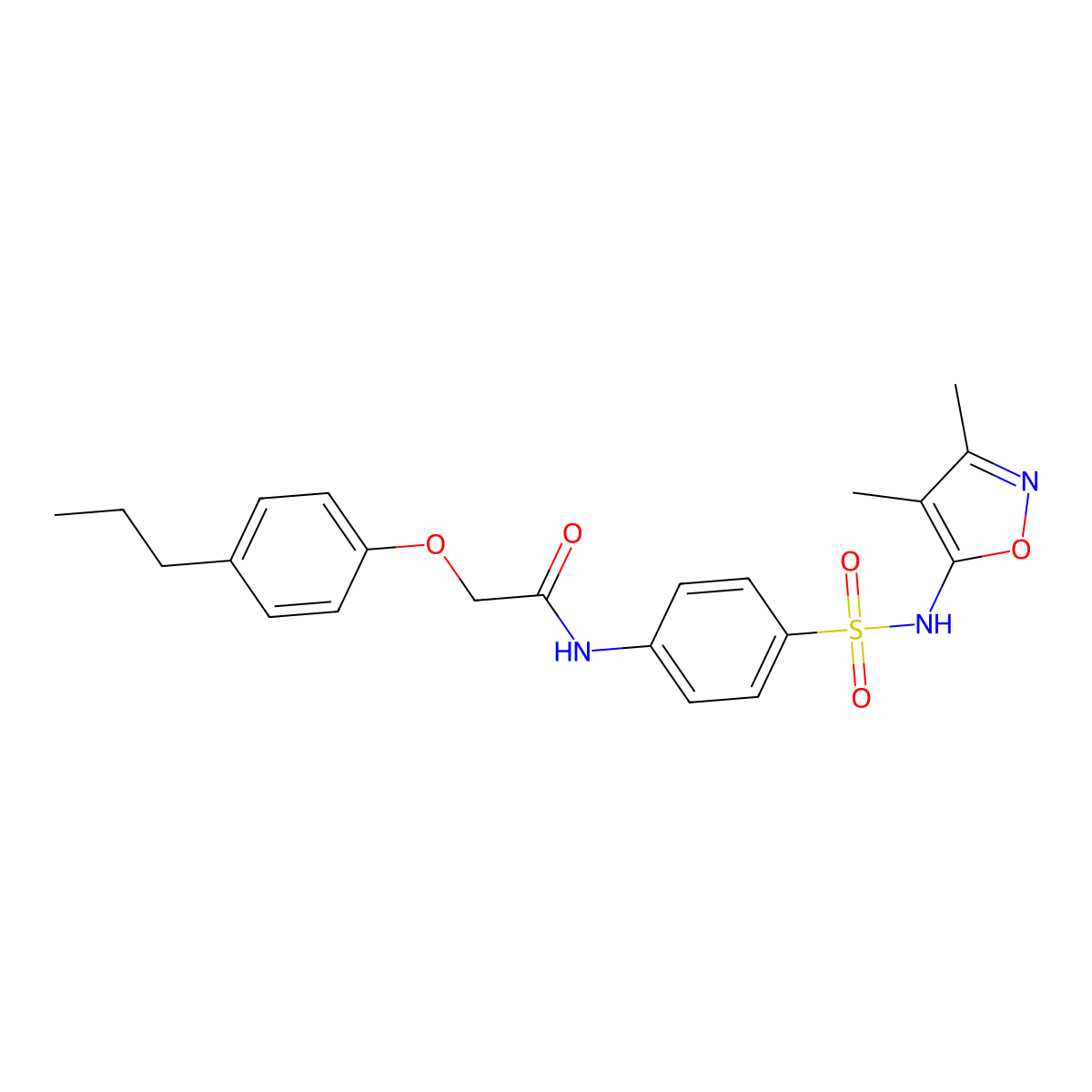 N-{4-[(3,4-dimethyl-1,2-oxazol-5-yl)sulfamoyl]phenyl}-2-(4-propylphenoxy)acetamide molecular structure, CAS 292051-67-3