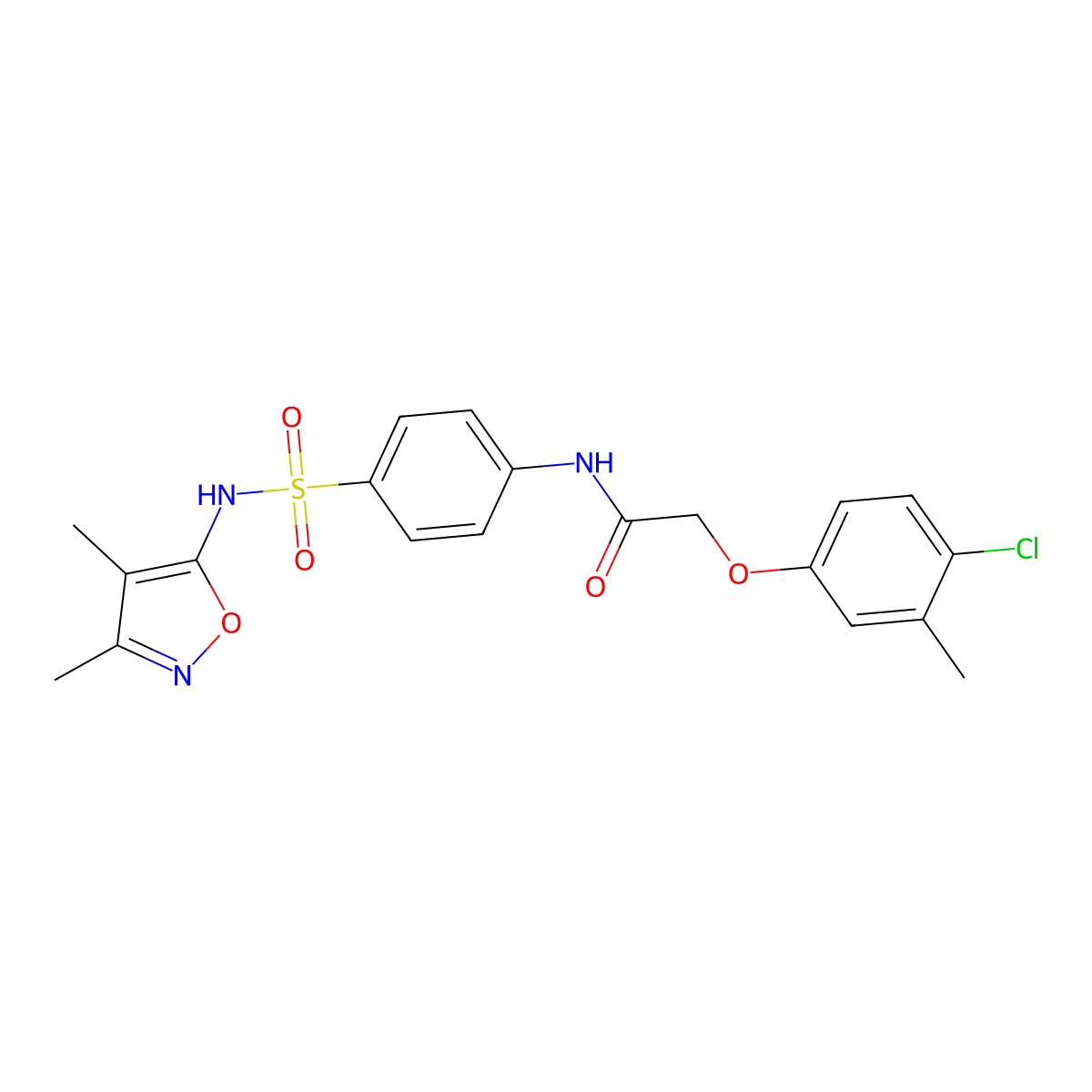 2-(4-chloro-3-methylphenoxy)-N-{4-[(3,4-dimethyl-1,2-oxazol-5-yl)sulfamoyl]phenyl}acetamide molecular structure, CAS 292051-68-4