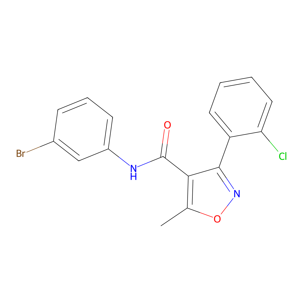 N-(3-bromophenyl)-3-(2-chlorophenyl)-5-methyl-1,2-oxazole-4-carboxamide molecular structure, CAS 292052-02-9