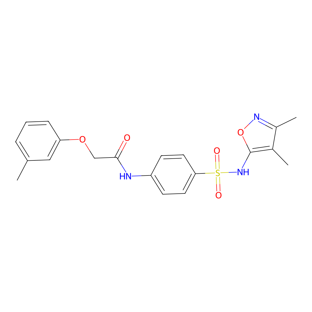 N-[4-(3,4-Dimethyl-isoxazol-5-ylsulfamoyl)-phenyl]-2-m-tolyloxy-acetamide molecular structure, CAS 292052-04-1