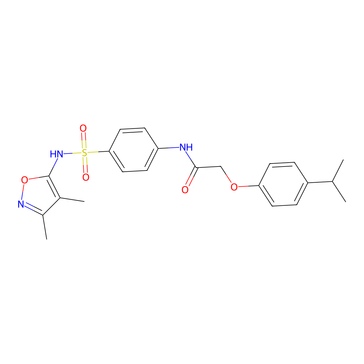 N-{4-[(3,4-dimethyl-1,2-oxazol-5-yl)sulfamoyl]phenyl}-2-[4-(propan-2-yl)phenoxy]acetamide molecular structure, CAS 292052-06-3