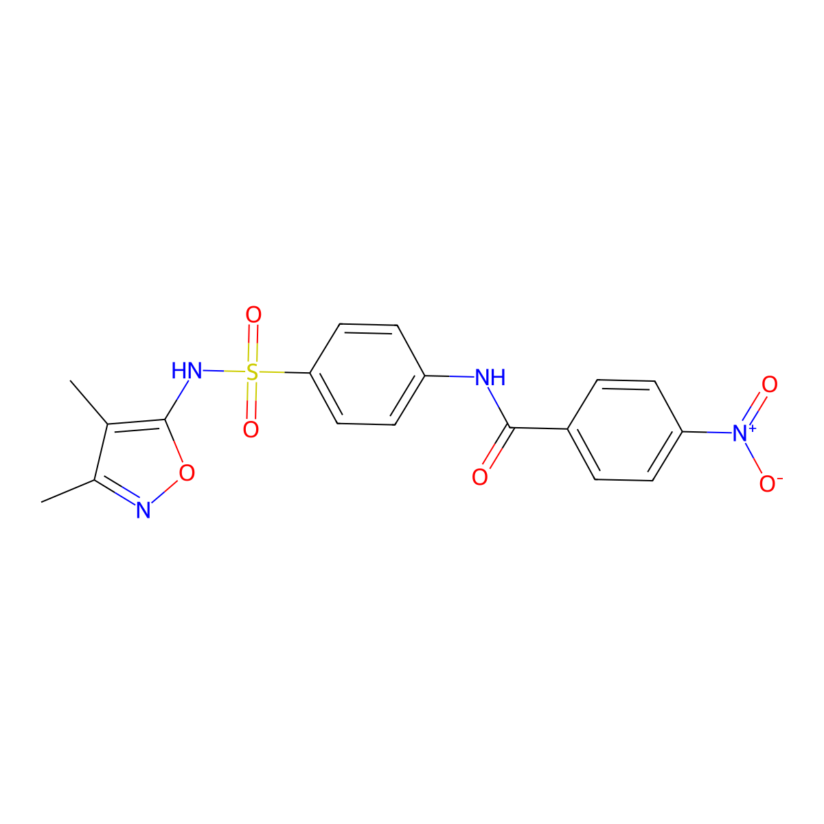 N-{4-[(3,4-dimethyl-1,2-oxazol-5-yl)sulfamoyl]phenyl}-4-nitrobenzamide molecular structure, CAS 292052-08-5