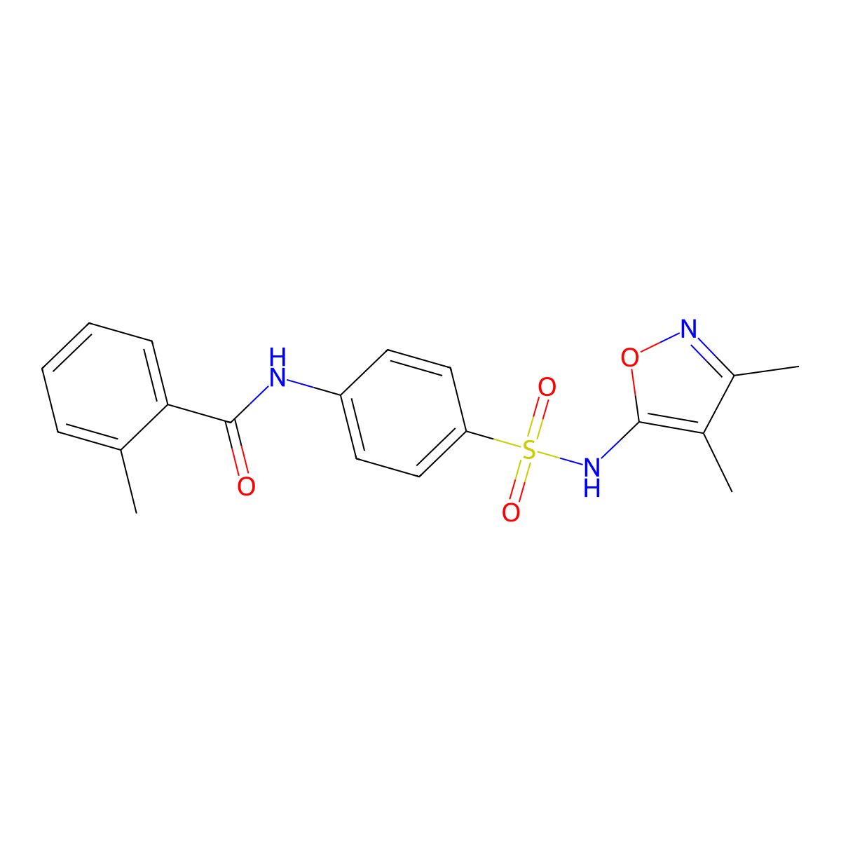 N-[4-[(3,4-dimethyl-1,2-oxazol-5-yl)sulfamoyl]phenyl]-2-methylbenzamide molecular structure, CAS 292052-11-0