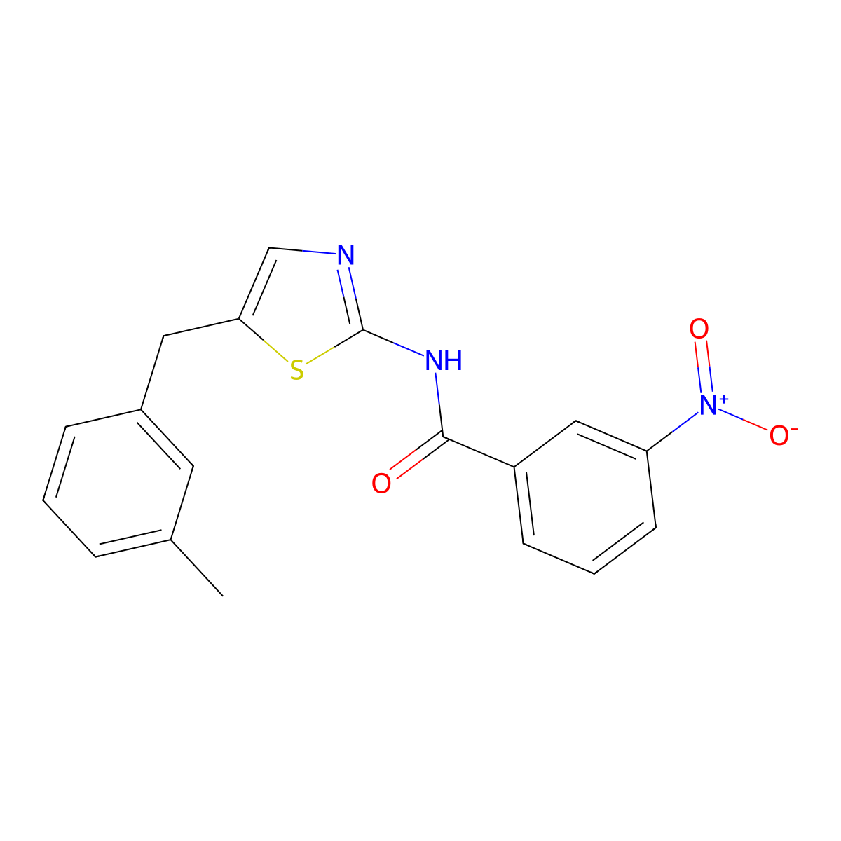 N-[5-(3-methylbenzyl)-1,3-thiazol-2-yl]-3-nitrobenzamide molecular structure, CAS 292052-37-0