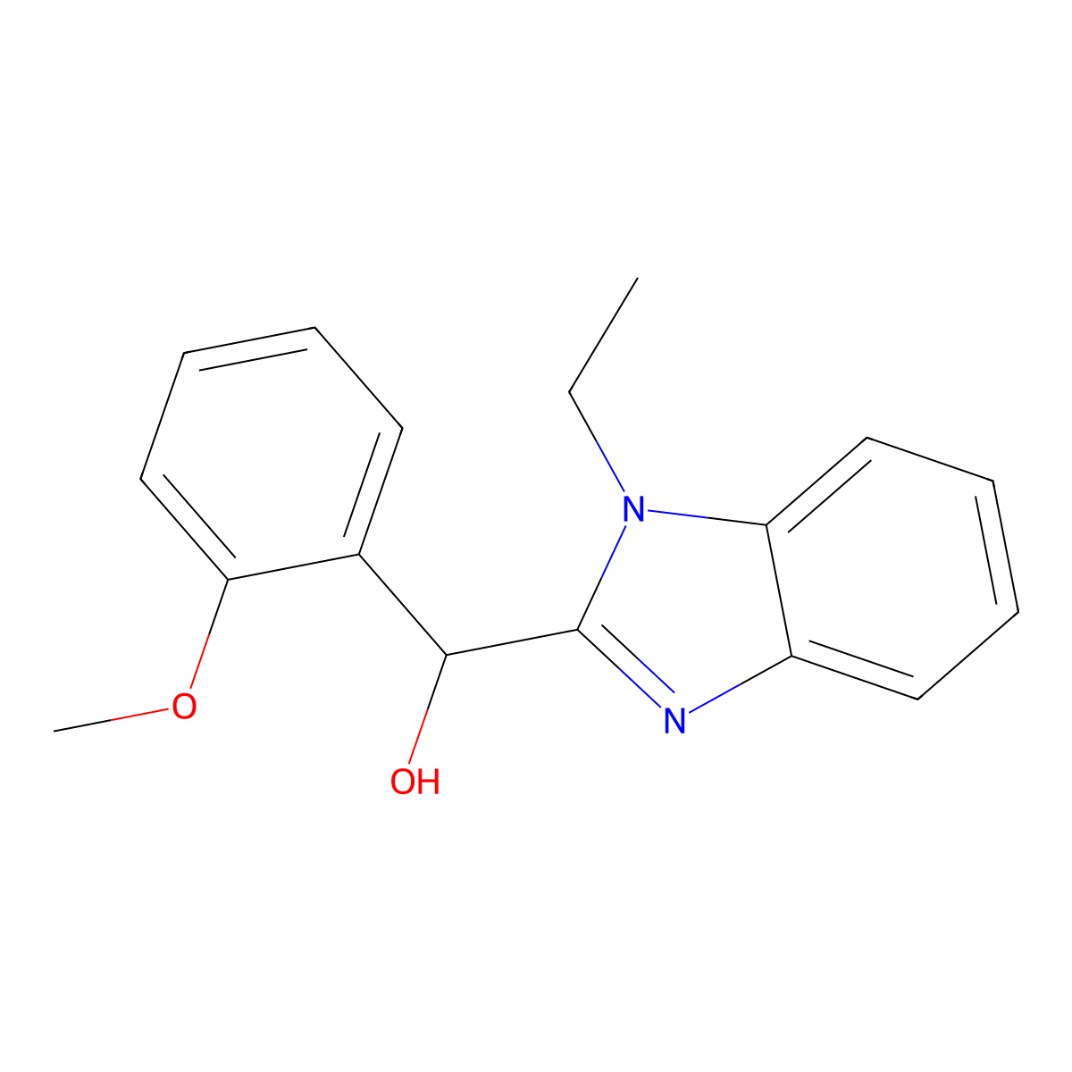 (1-Ethyl-1H-benzimidazol-2-yl)(2-methoxyphenyl)methanol molecular structure, CAS 292052-56-3
