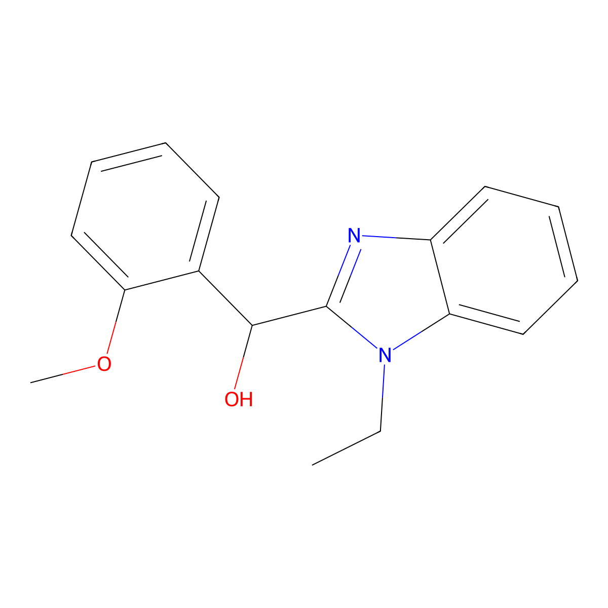 (1-Ethyl-1H-benzimidazol-2-yl)(2-methoxyphenyl)methanol molecular structure, CAS 292052-56-3