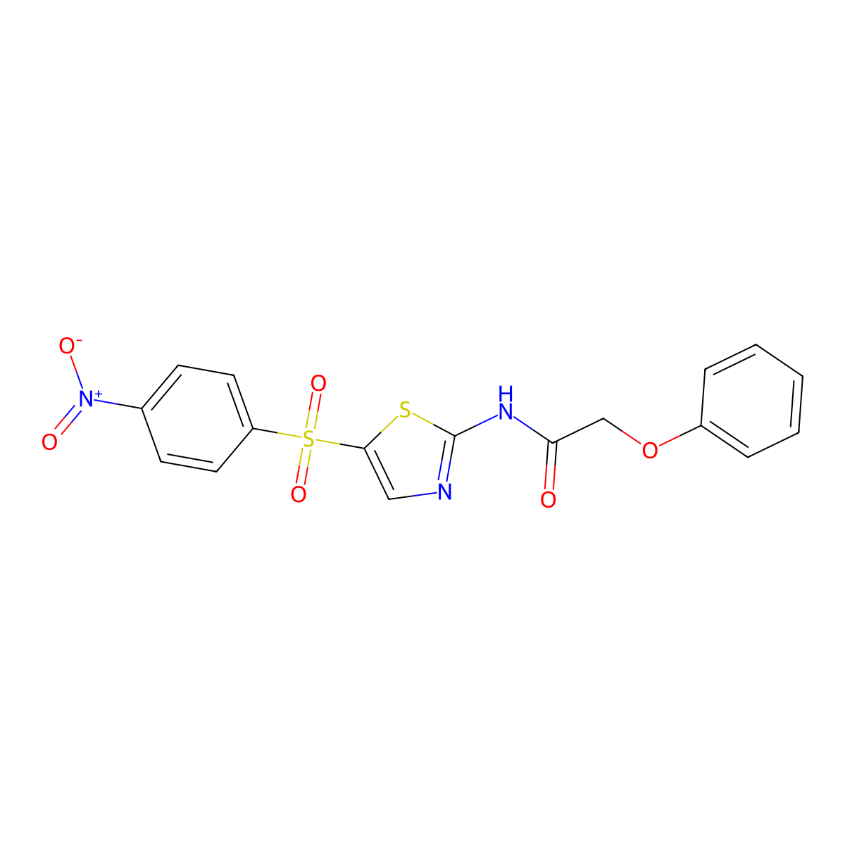 N-[5-(4-nitrophenyl)sulfonyl-1,3-thiazol-2-yl]-2-phenoxyacetamide molecular structure, CAS 292053-06-6