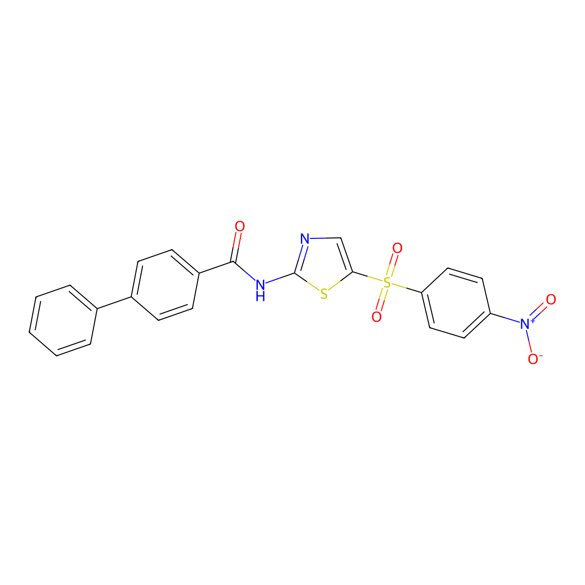 N-[5-(4-nitrophenyl)sulfonyl-1,3-thiazol-2-yl]-4-phenylbenzamide molecular structure, CAS 292053-07-7
