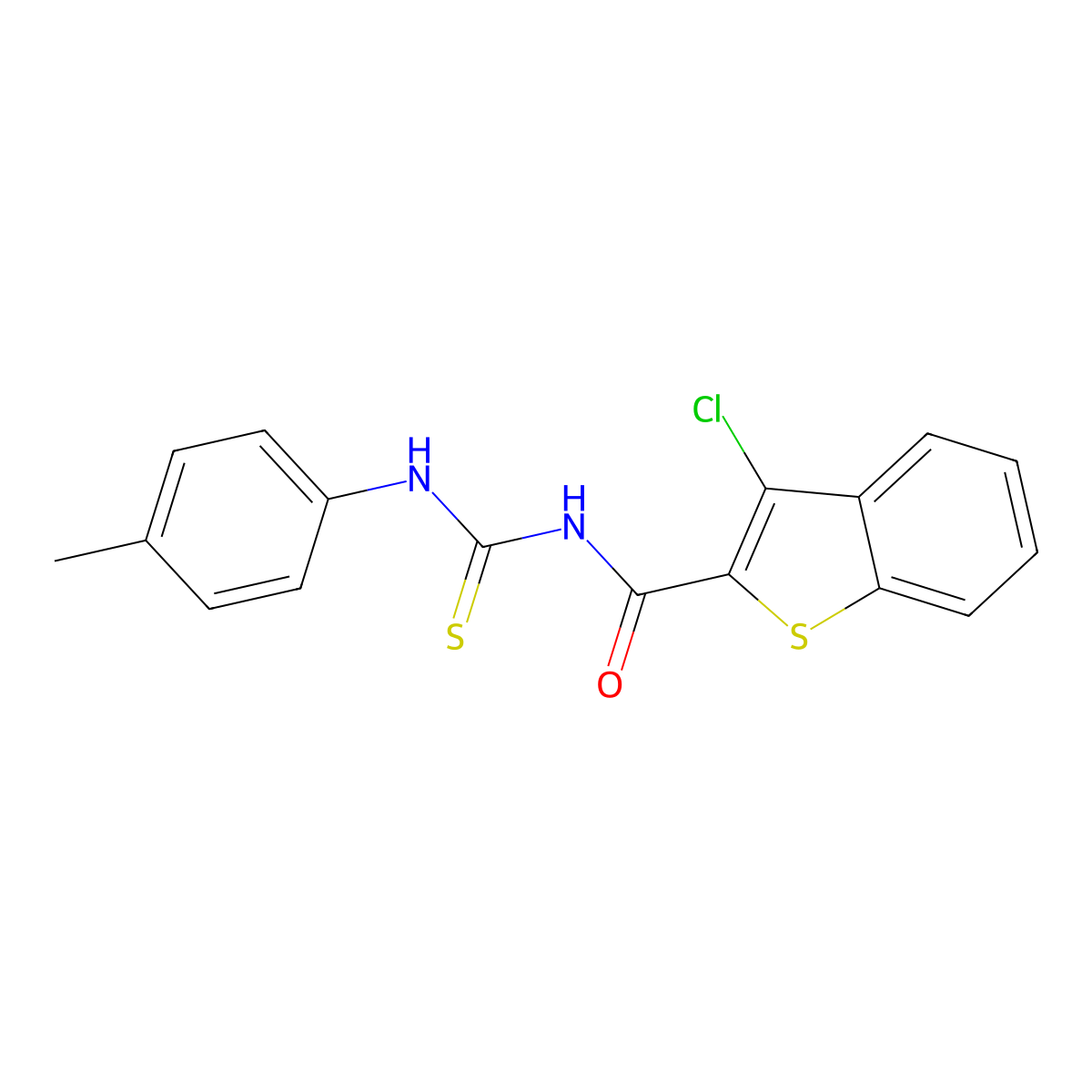 3-chloro-N-[(4-methylphenyl)carbamothioyl]-1-benzothiophene-2-carboxamide molecular structure, CAS 292053-12-4
