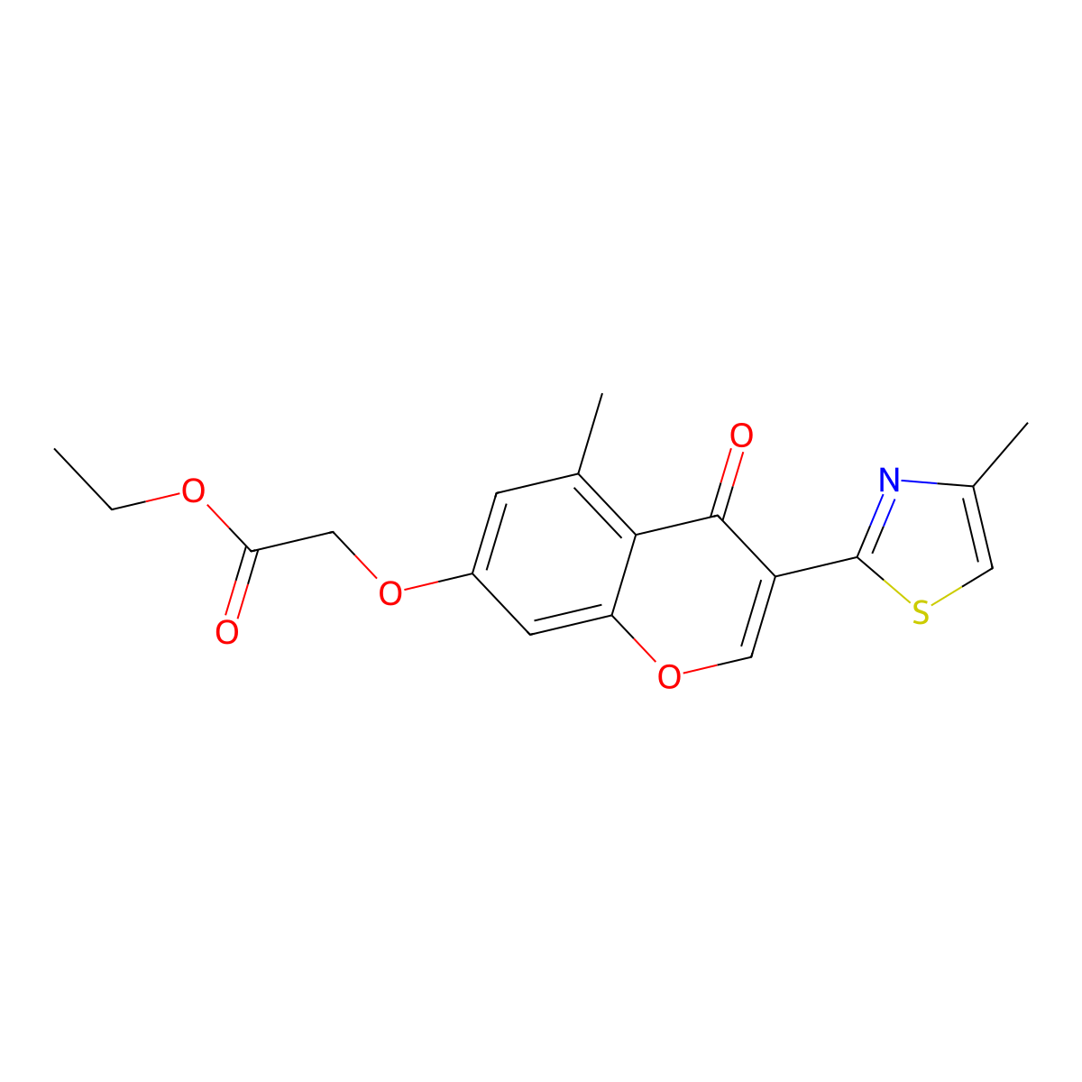 ethyl {[5-methyl-3-(4-methyl-1,3-thiazol-2-yl)-4-oxo-4H-chromen-7-yl]oxy}acetate molecular structure, CAS 292053-13-5