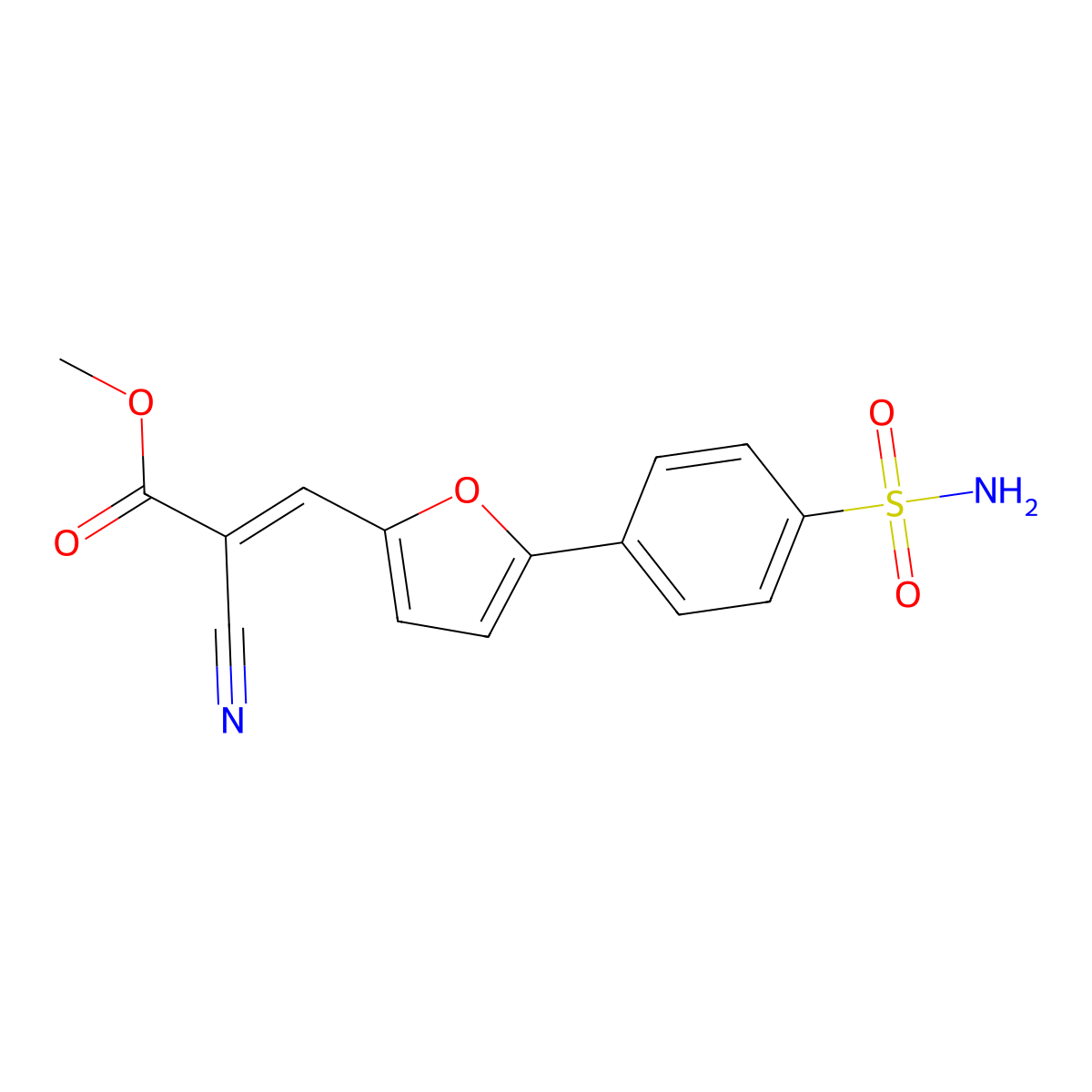 Methyl 2-cyano-3-(5-(4-sulfamoylphenyl)furan-2-yl)acrylate molecular structure, CAS 292053-42-0