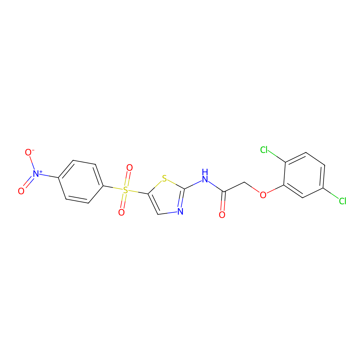 2-(2,5-Dichlorophenoxy)-N-(5-((4-nitrophenyl)sulfonyl)-2-thiazolyl)acetamide molecular structure, CAS 292053-44-2