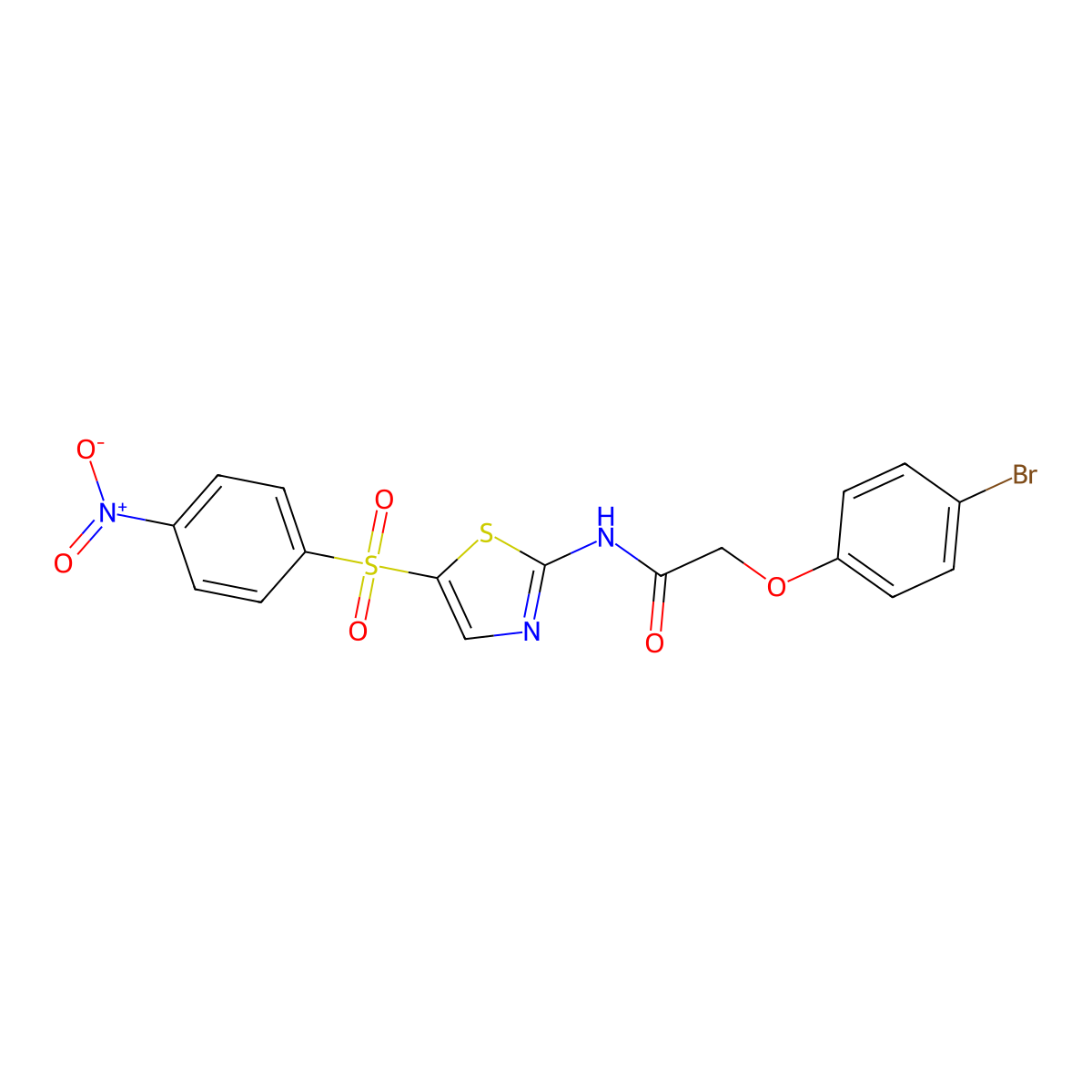 2-(4-bromophenoxy)-N-[5-(4-nitrophenyl)sulfonyl-1,3-thiazol-2-yl]acetamide molecular structure, CAS 292053-45-3