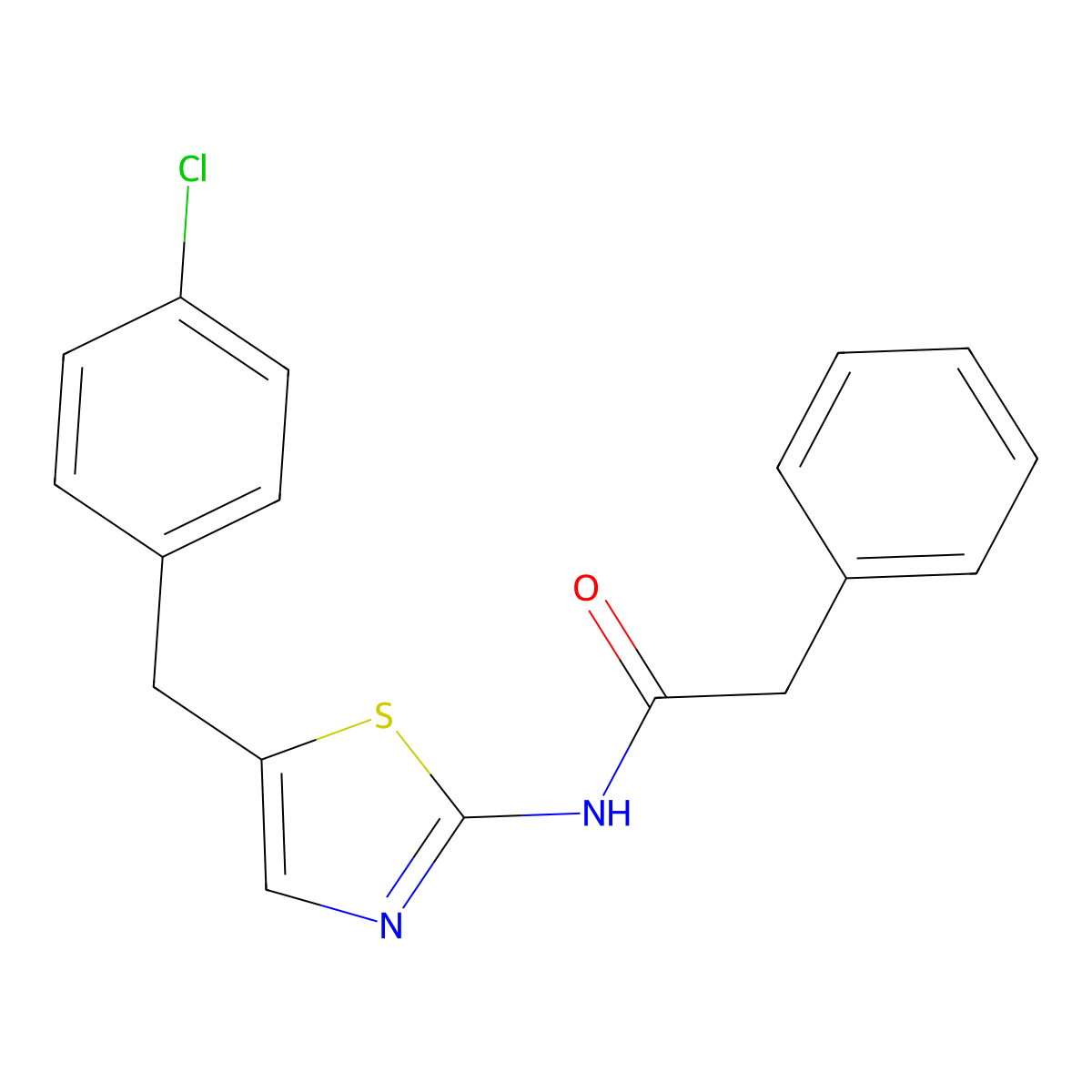 N-[5-(4-chlorobenzyl)-1,3-thiazol-2-yl]-2-phenylacetamide molecular structure, CAS 292053-53-3