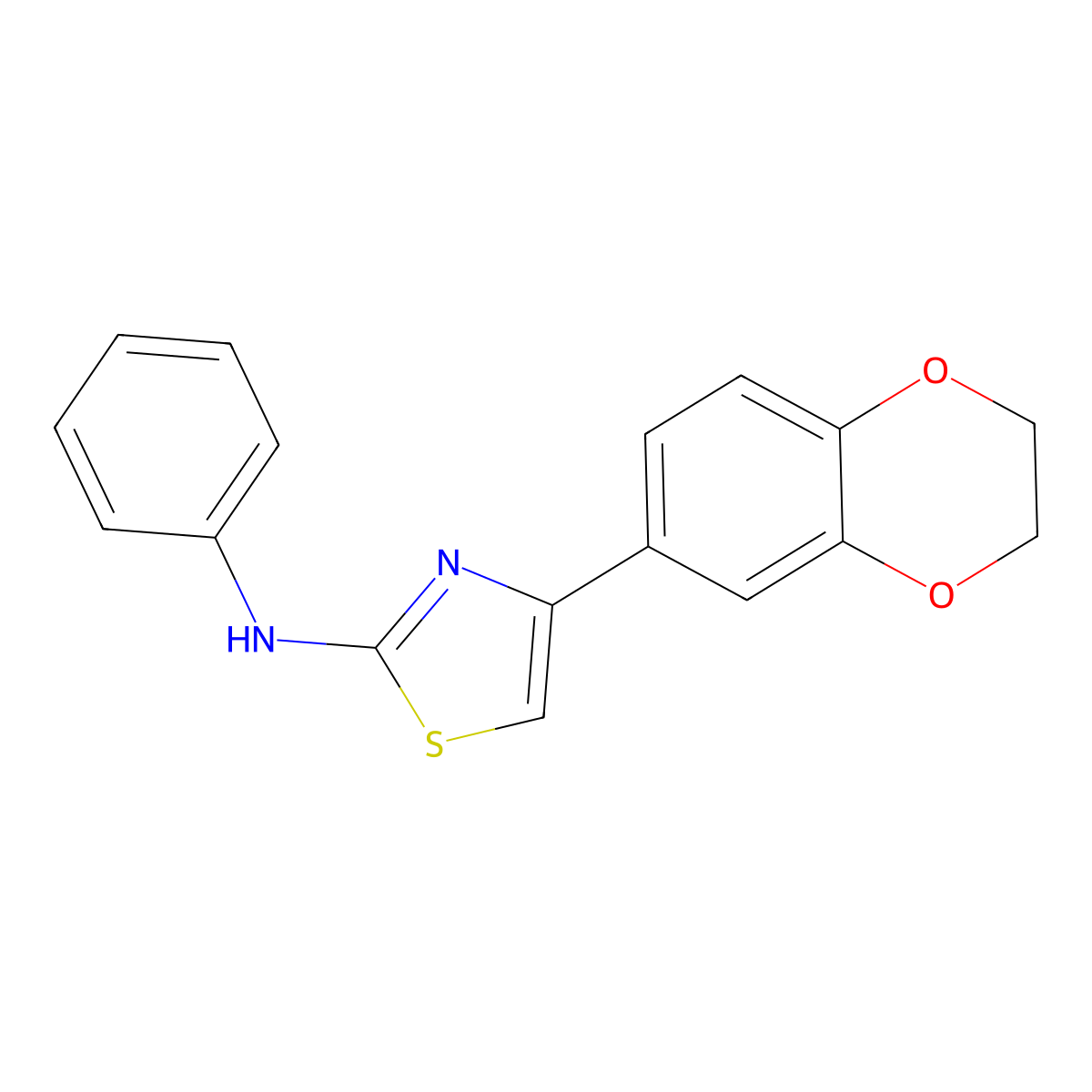 4-(2,3-Dihydro-1,4-benzodioxin-6-yl)-N-phenyl-1,3-thiazol-2-amine molecular structure, CAS 292053-58-8