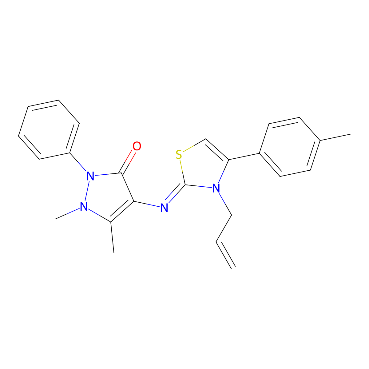 (Z)-4-((3-allyl-4-(p-tolyl)thiazol-2(3H)-ylidene)amino)-1,5-dimethyl-2-phenyl-1H-pyrazol-3(2H)-one molecular structure, CAS 292056-63-4