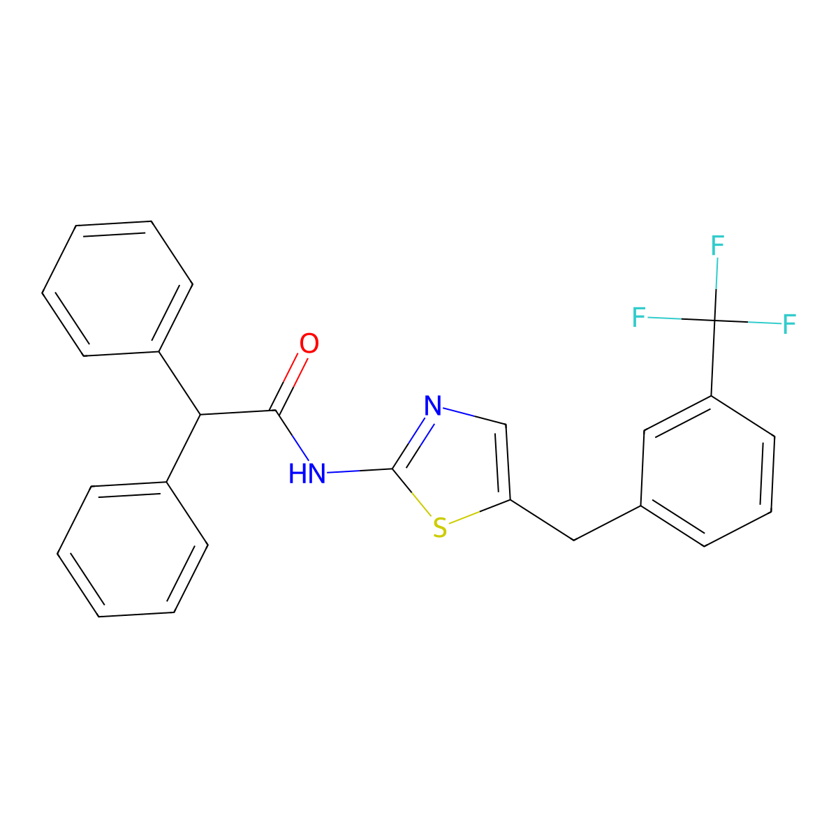 2,2-Diphenyl-N-(5-(3-(trifluoromethyl)benzyl)-1,3-thiazol-2-YL)acetamide molecular structure, CAS 292056-83-8